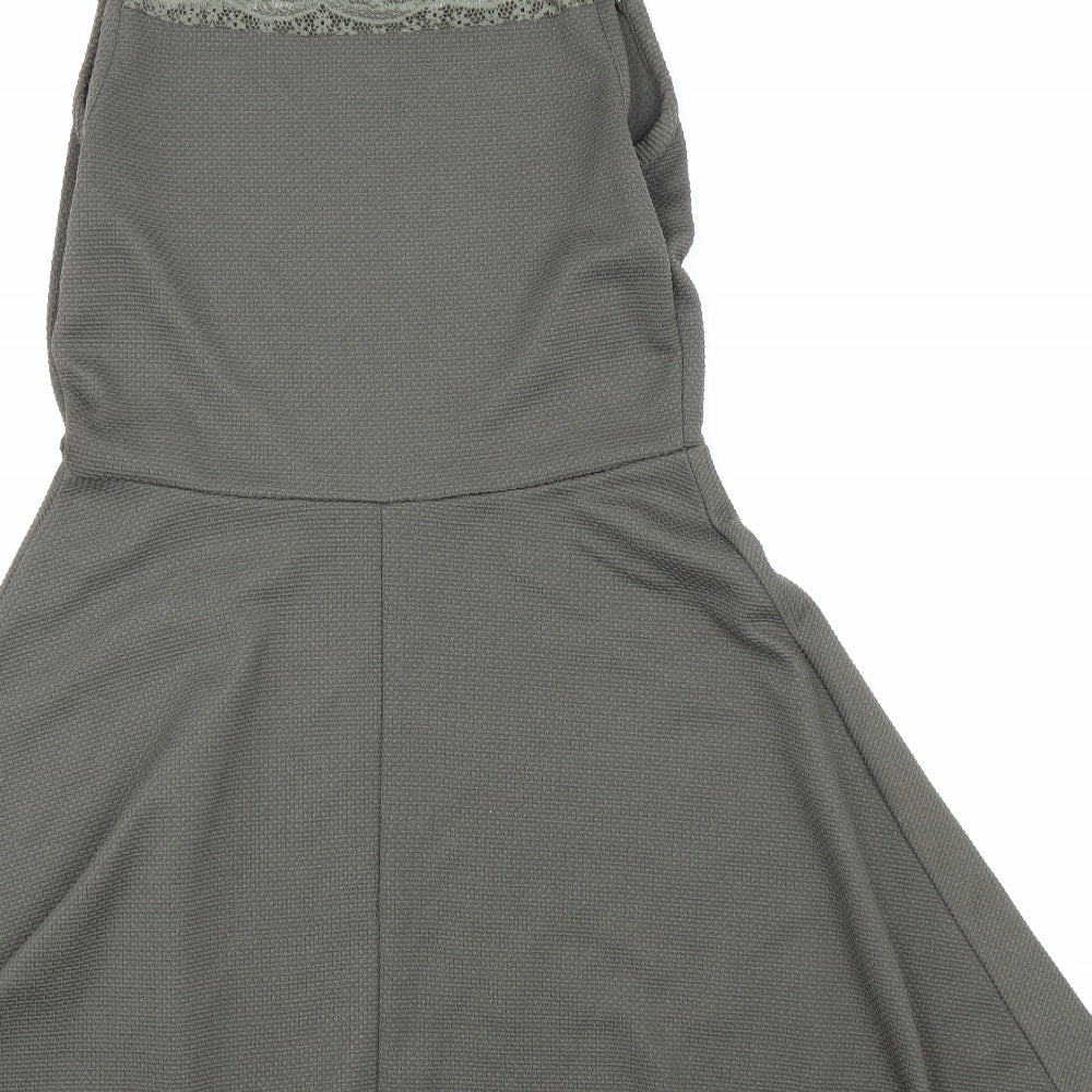 Atmosphere Womens Green Polyester Fit & Flare Size 12 Round Neck Button