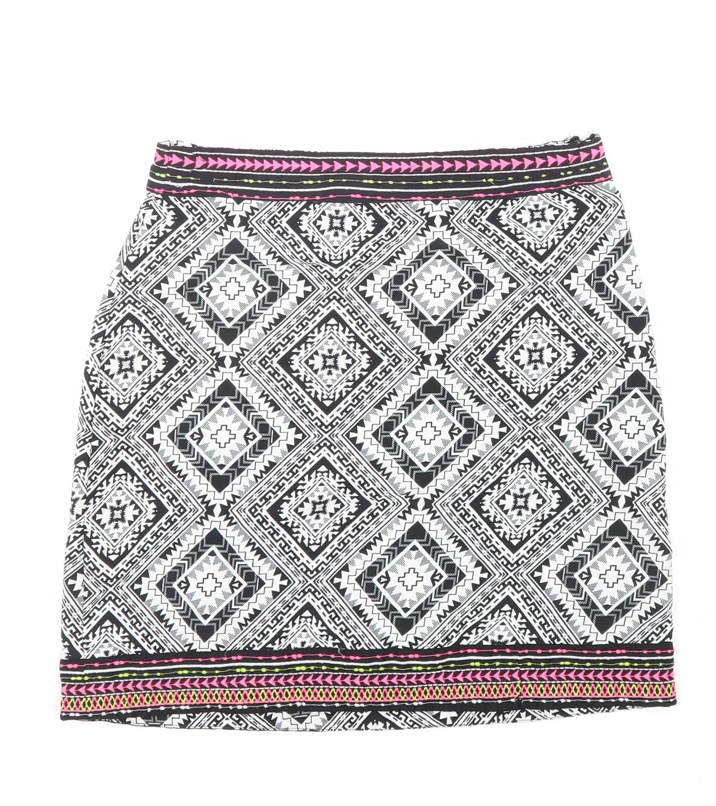 Atmosphere Womens Black Geometric Polyester Straight & Pencil Skirt Size 6 Zip