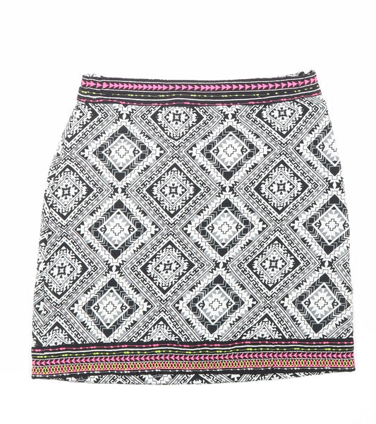 Atmosphere Womens Black Geometric Polyester Straight & Pencil Skirt Size 6 Zip