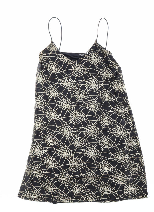 Nasty Gal Womens Black Geometric Polyester Slip Dress Size 8 V-Neck Pullover
