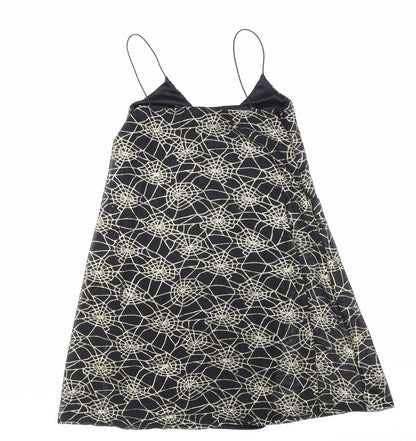 Nasty Gal Womens Black Geometric Polyester Slip Dress Size 8 V-Neck Pullover