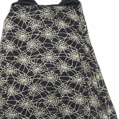 Nasty Gal Womens Black Geometric Polyester Slip Dress Size 8 V-Neck Pullover