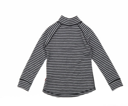Rema Womens Black Striped Wool Pullover Sweatshirt Size XS Zip