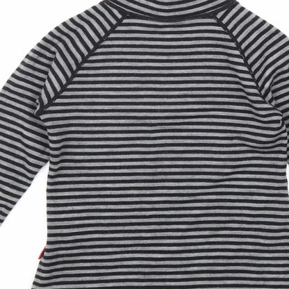Rema Womens Black Striped Wool Pullover Sweatshirt Size XS Zip
