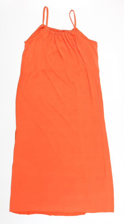 Primark Womens Orange Viscose Tank Dress Size 10 Round Neck Pullover