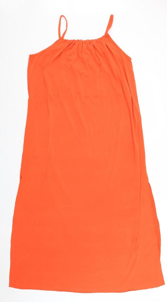 Primark Womens Orange Viscose Tank Dress Size 10 Round Neck Pullover
