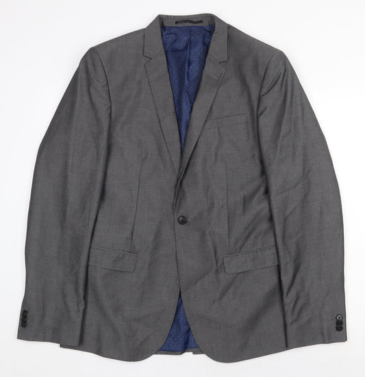 F&F Mens Grey Polyester Jacket Suit Jacket Size 40 Regular