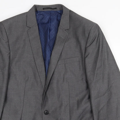 F&F Mens Grey Polyester Jacket Suit Jacket Size 40 Regular