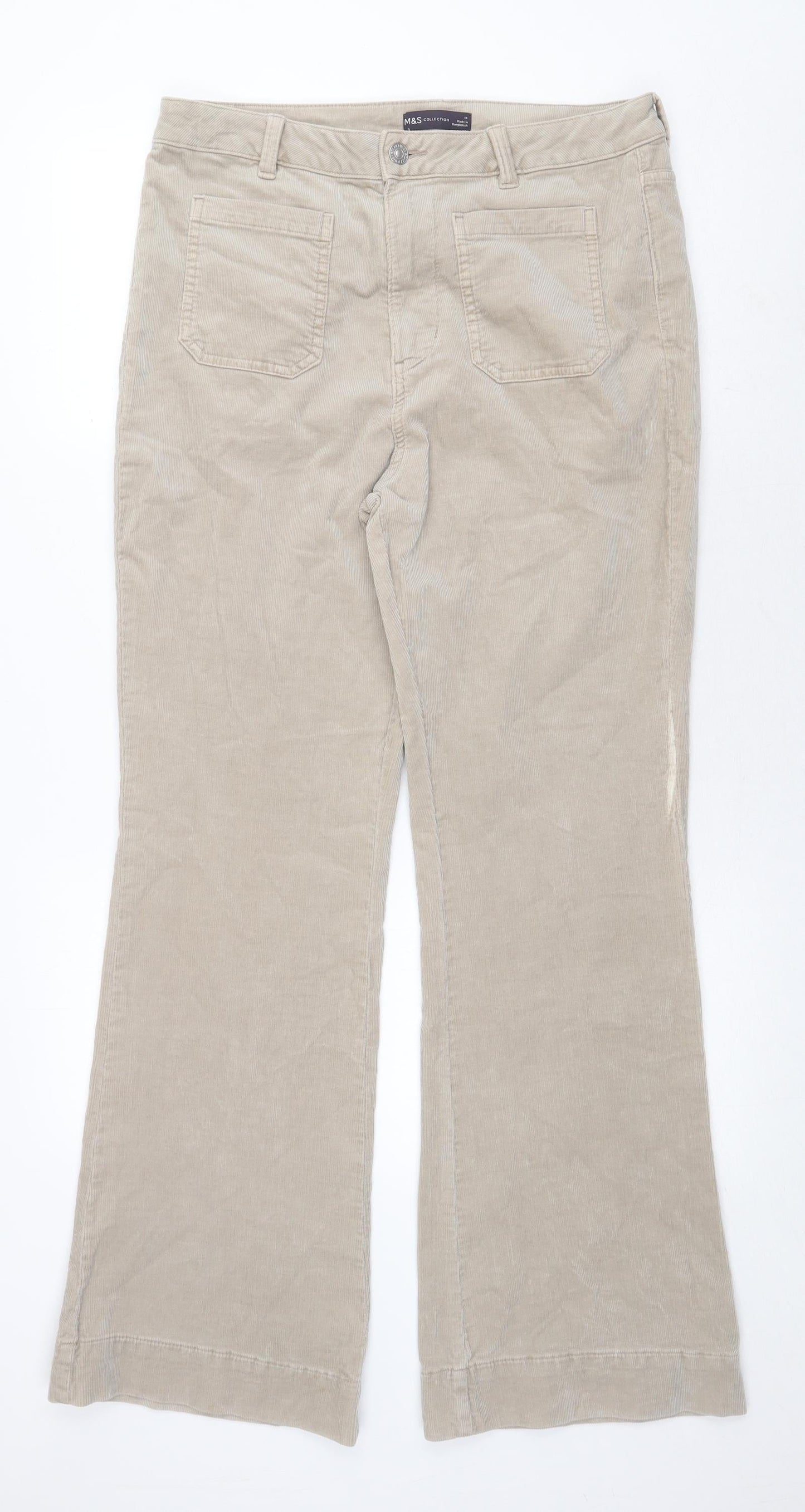 Womens UK Size 14 Marks and Spencer Regular Fit  Beige Trousers