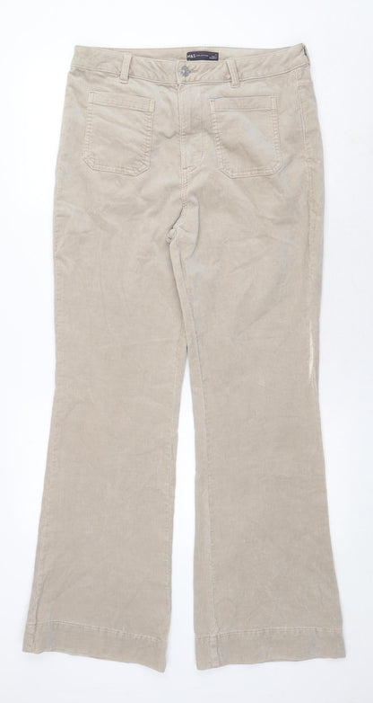 Womens UK Size 14 Marks and Spencer Regular Fit  Beige Trousers