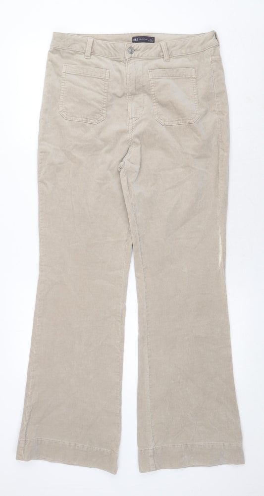Womens UK Size 14 Marks and Spencer Regular Fit  Beige Trousers