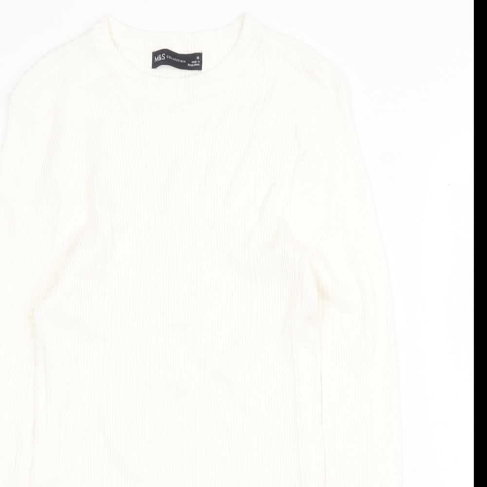 Womens UK Size 10 Marks and Spencer White Pullover Jumper