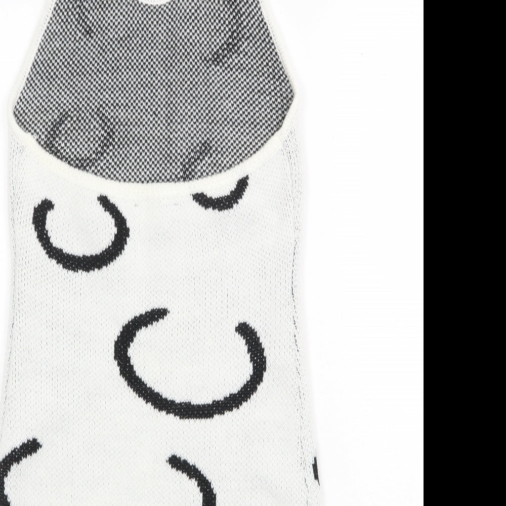 SheIn Womens White Geometric Acrylic Mini Size S Halter Pullover