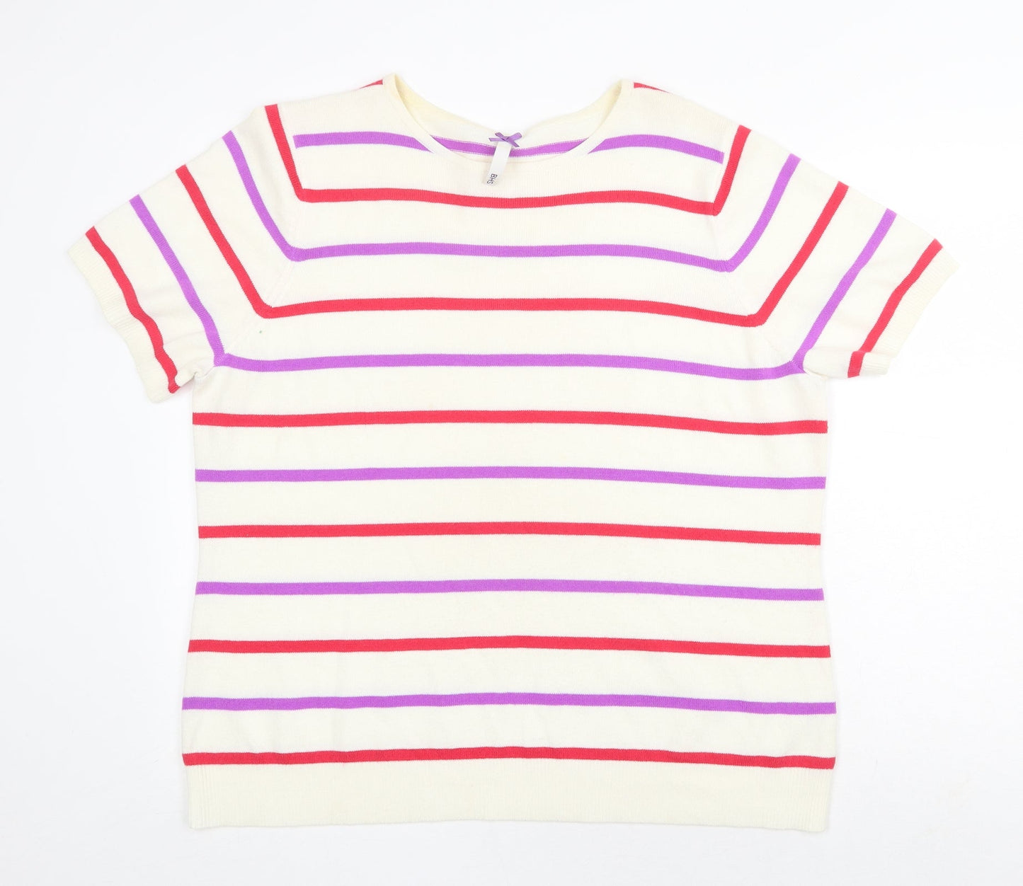 BHS Womens Multicoloured Round Neck Striped Acrylic Pullover Jumper Size 22