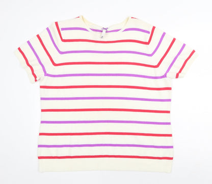 BHS Womens Multicoloured Round Neck Striped Acrylic Pullover Jumper Size 22