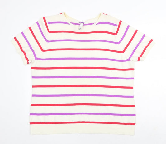 BHS Womens Multicoloured Round Neck Striped Acrylic Pullover Jumper Size 22