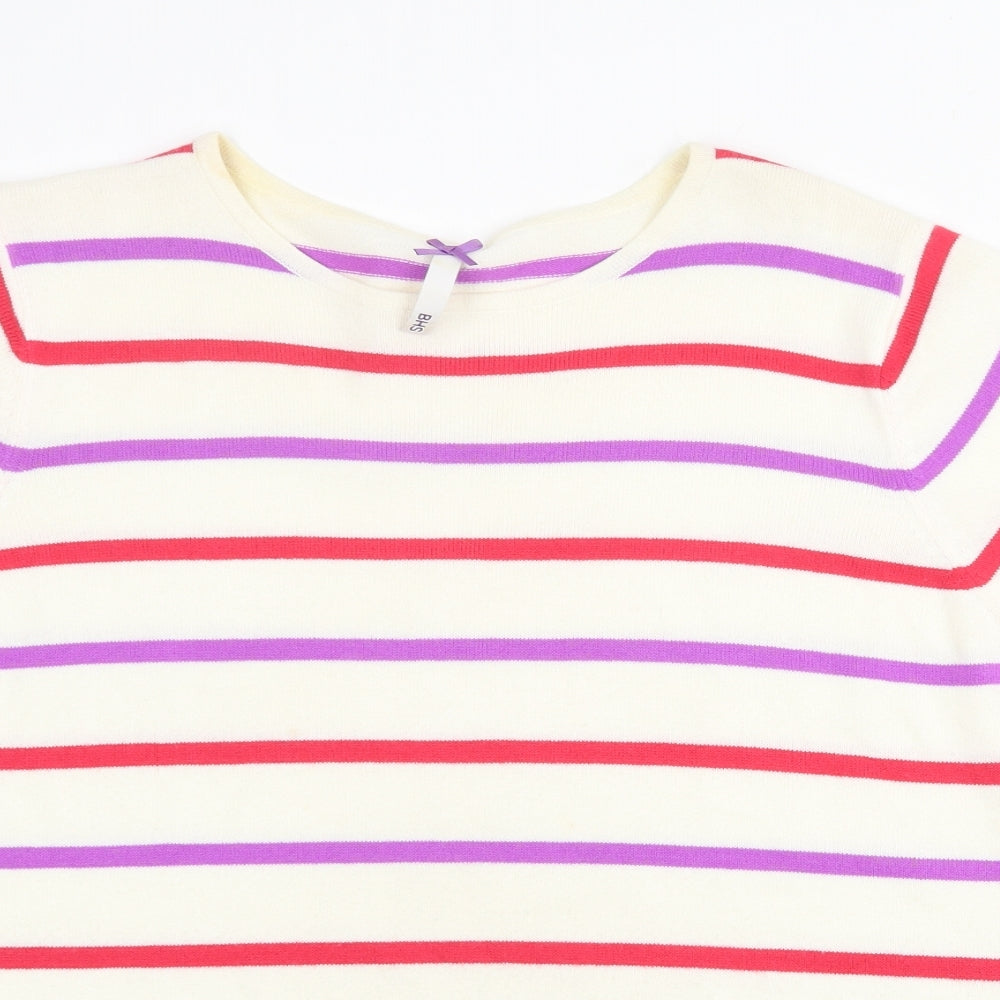 BHS Womens Multicoloured Round Neck Striped Acrylic Pullover Jumper Size 22