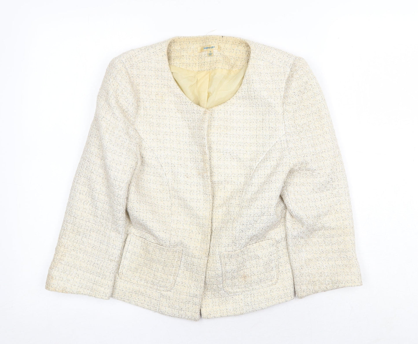 ValleyGirl Womens Beige Jacket Blazer Size 10 Hook & Eye