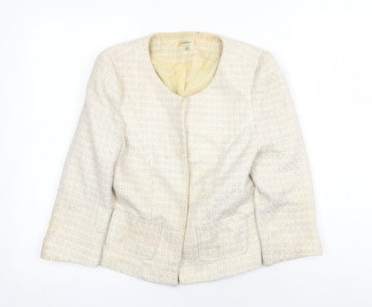 ValleyGirl Womens Beige Jacket Blazer Size 10 Hook & Eye