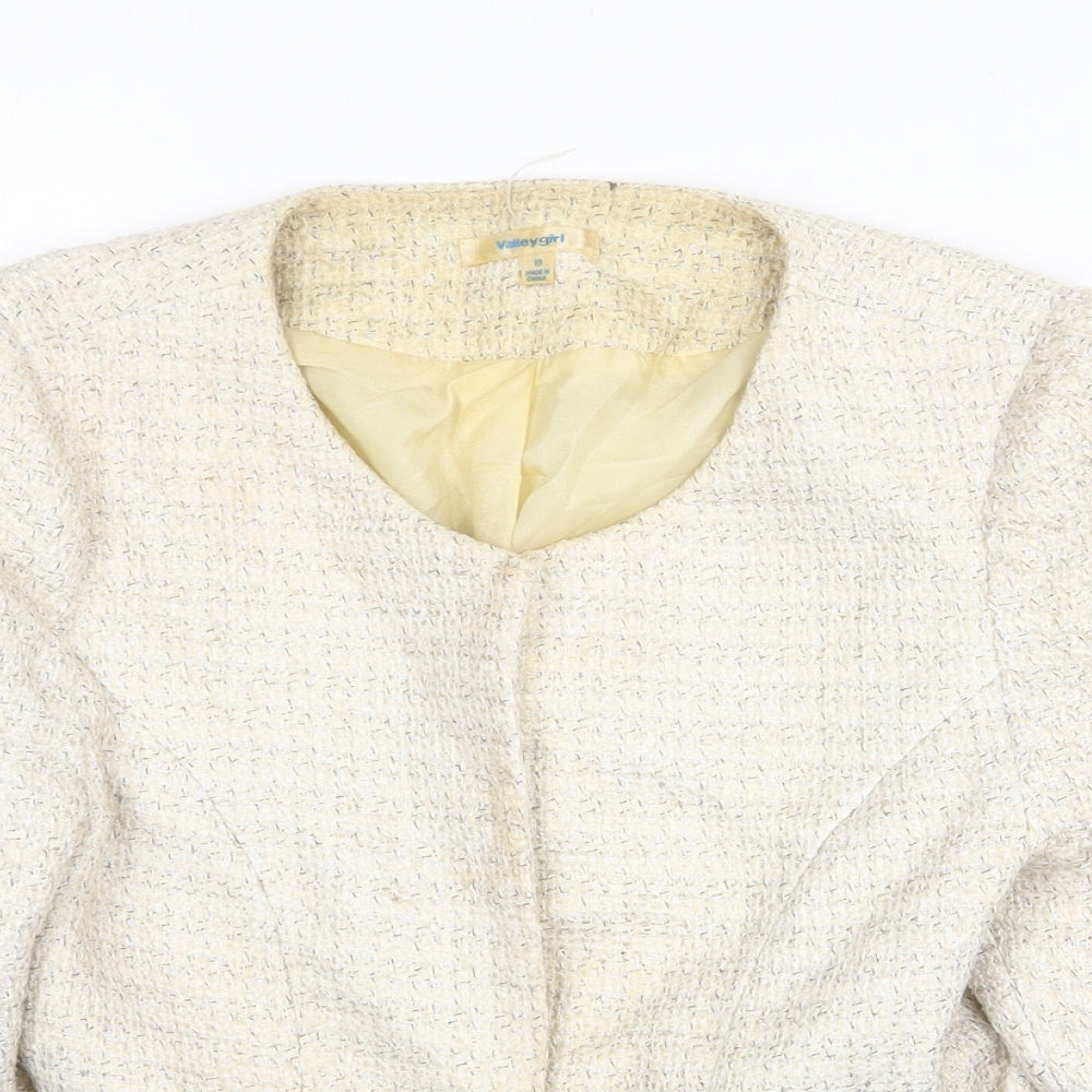 ValleyGirl Womens Beige Jacket Blazer Size 10 Hook & Eye
