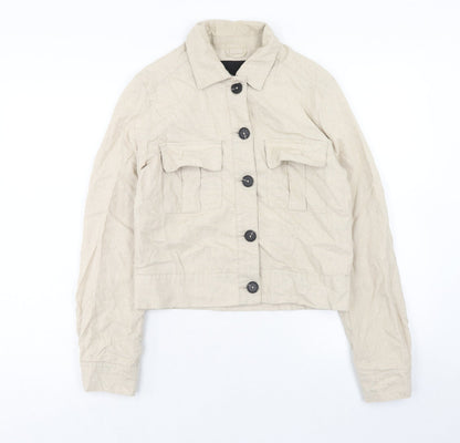 New Look Womens Beige Jacket Coatigan Size 8 Button