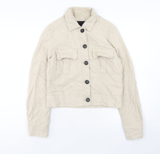 New Look Womens Beige Jacket Coatigan Size 8 Button