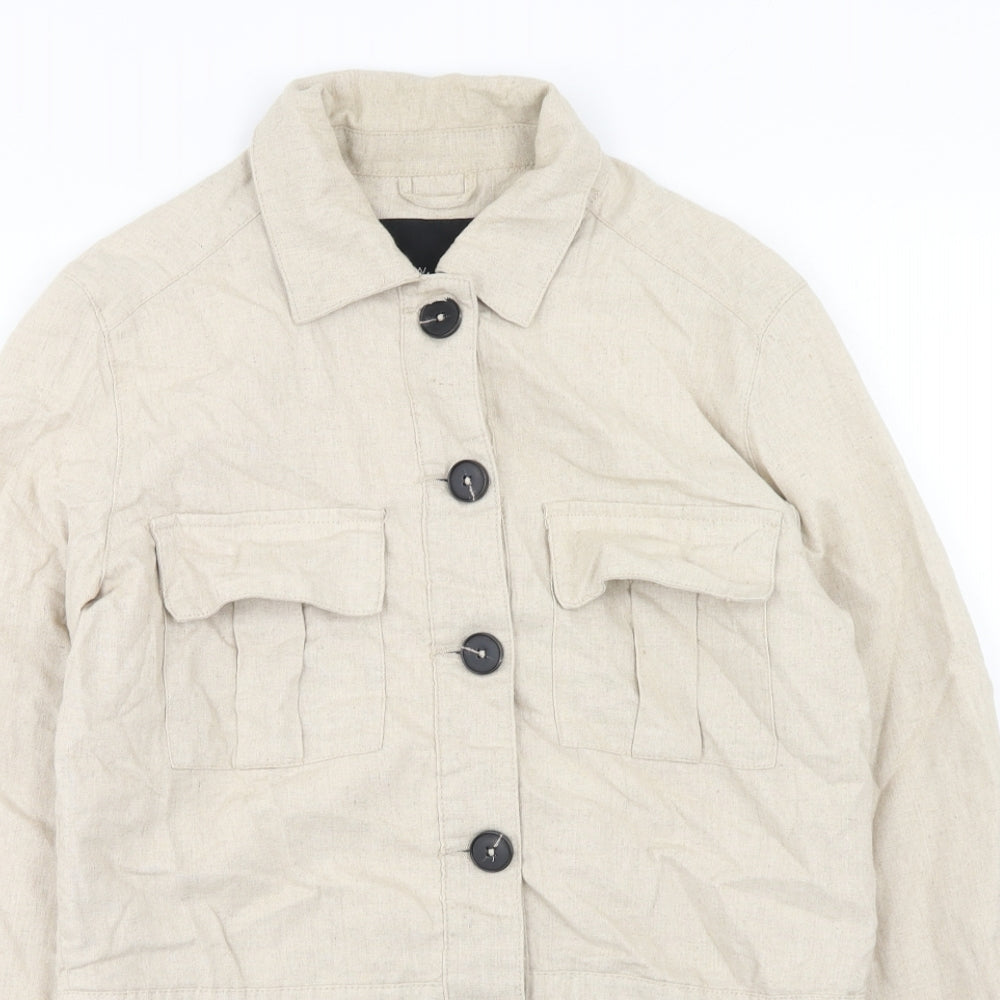 New Look Womens Beige Jacket Coatigan Size 8 Button