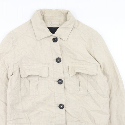 New Look Womens Beige Jacket Coatigan Size 8 Button