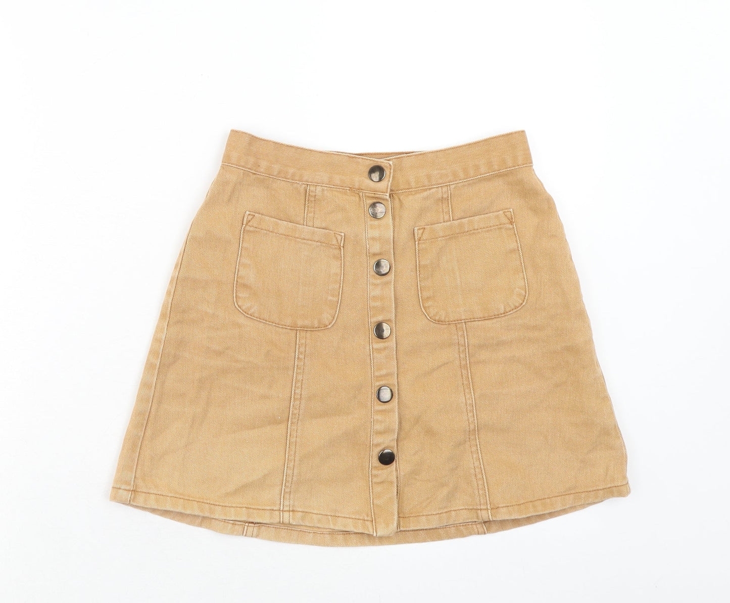 Cooperative Womens Beige Cotton Mini Skirt Size XS Button