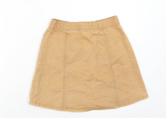Cooperative Womens Beige Cotton Mini Skirt Size XS Button