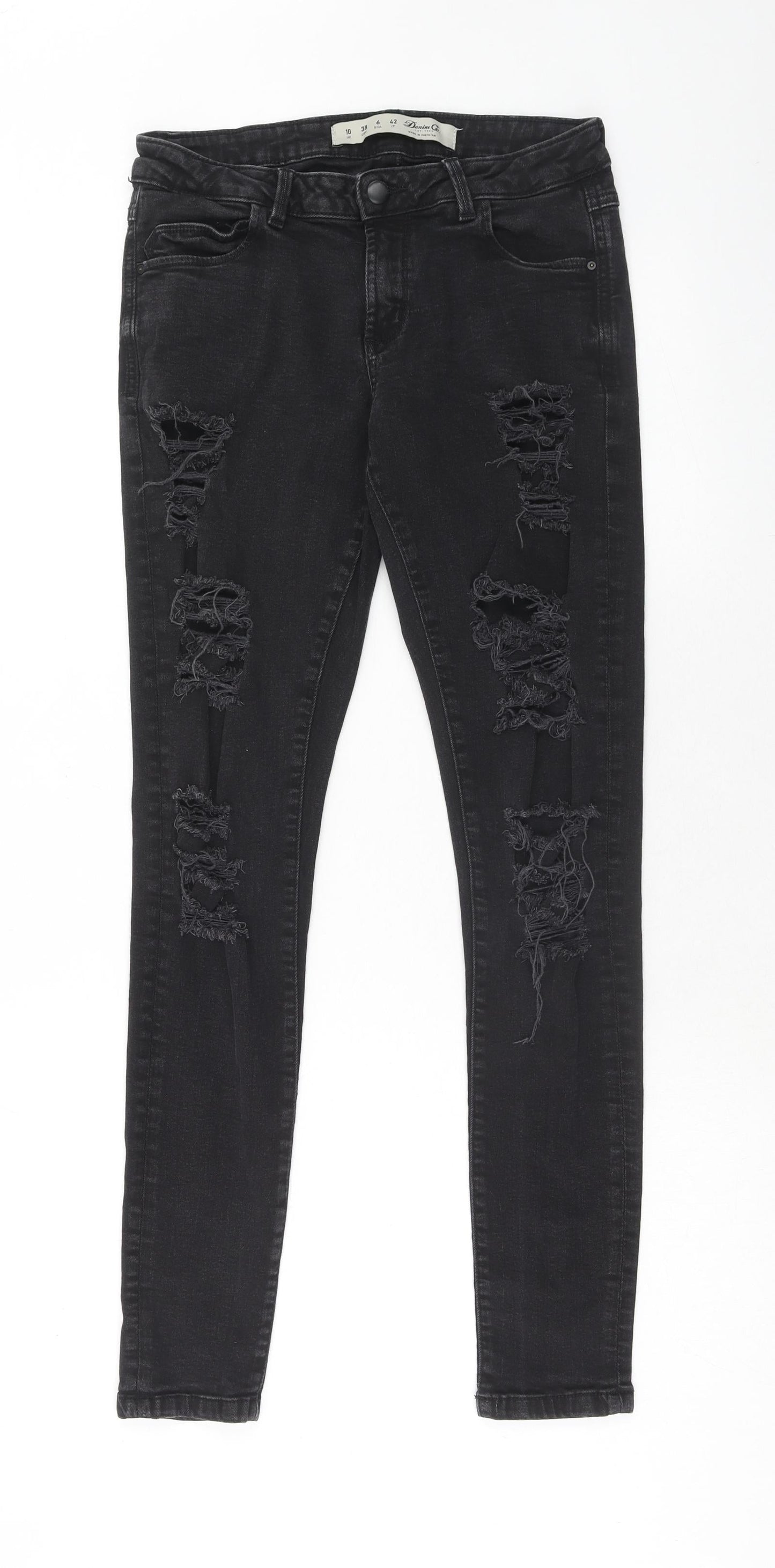 Denim & Co. Womens Black Cotton Skinny Jeans Size 10 Regular Zip