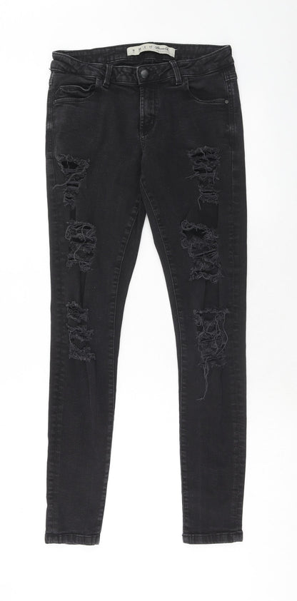 Denim & Co. Womens Black Cotton Skinny Jeans Size 10 Regular Zip