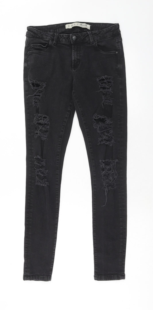 Denim & Co. Womens Black Cotton Skinny Jeans Size 10 Regular Zip