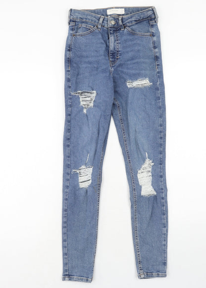 Topshop Womens Blue Cotton Skinny Jeans Size 26 in L32 in Regular Zip