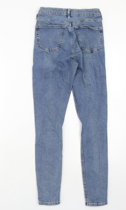 Topshop Womens Blue Cotton Skinny Jeans Size 26 in L32 in Regular Zip