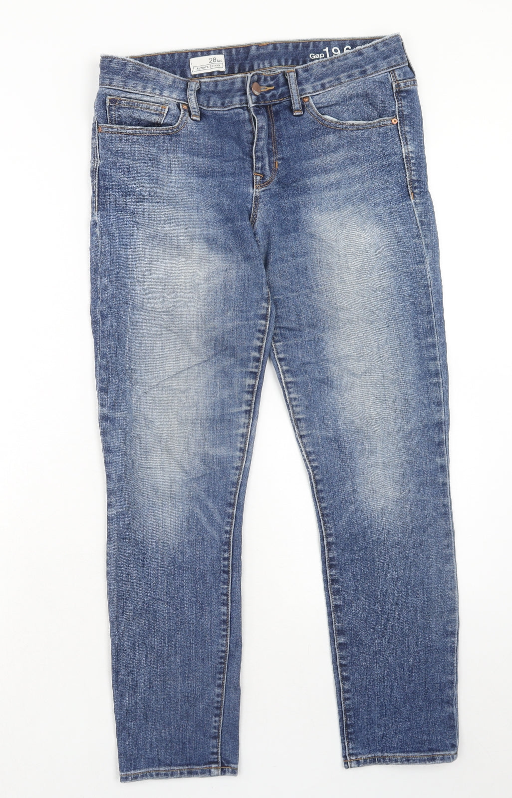 Gap Mens Blue Cotton Straight Jeans Size 28 in Regular Zip - Short Leg