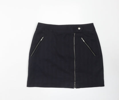 NEXT Womens Blue Polyester Mini Skirt Size 8 Button