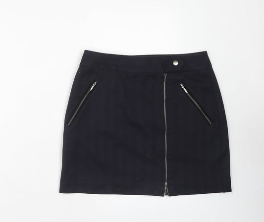 NEXT Womens Blue Polyester Mini Skirt Size 8 Button
