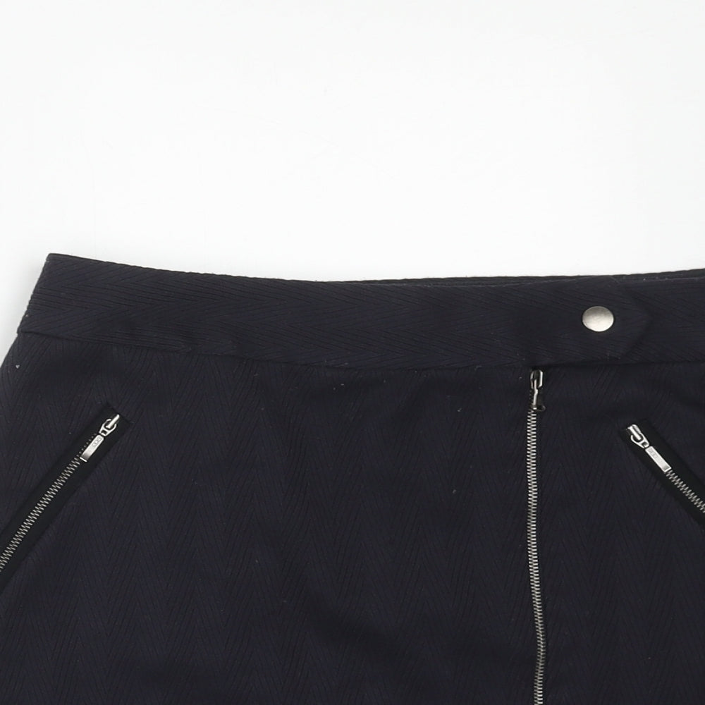 NEXT Womens Blue Polyester Mini Skirt Size 8 Button