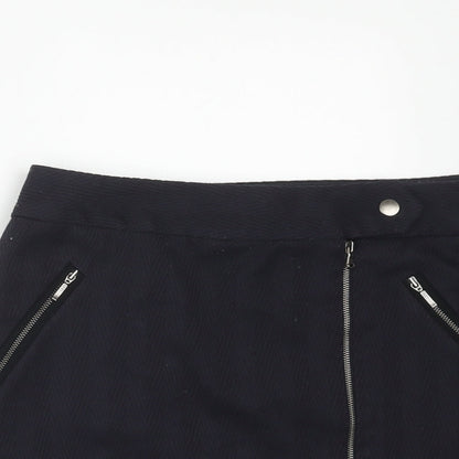 NEXT Womens Blue Polyester Mini Skirt Size 8 Button