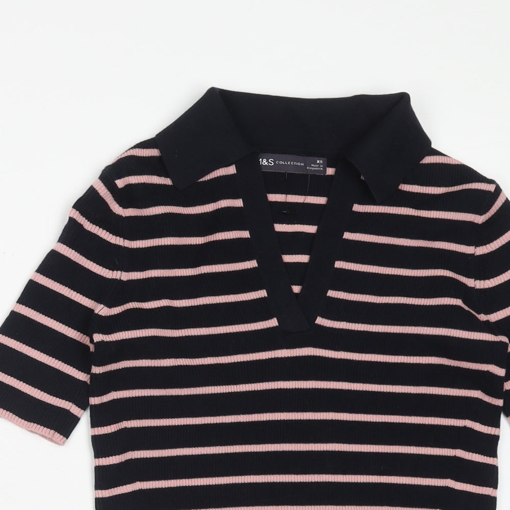 Womens UK Size XS Marks and Spencer Blue Basic Polo