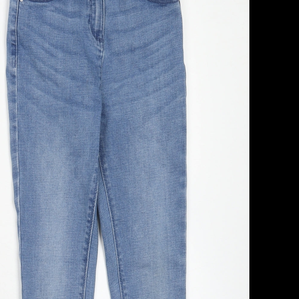 Matalan Girls Blue Cotton Skinny Jeans Size 9 Years Regular Zip