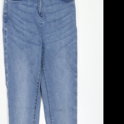 Matalan Girls Blue Cotton Skinny Jeans Size 9 Years Regular Zip