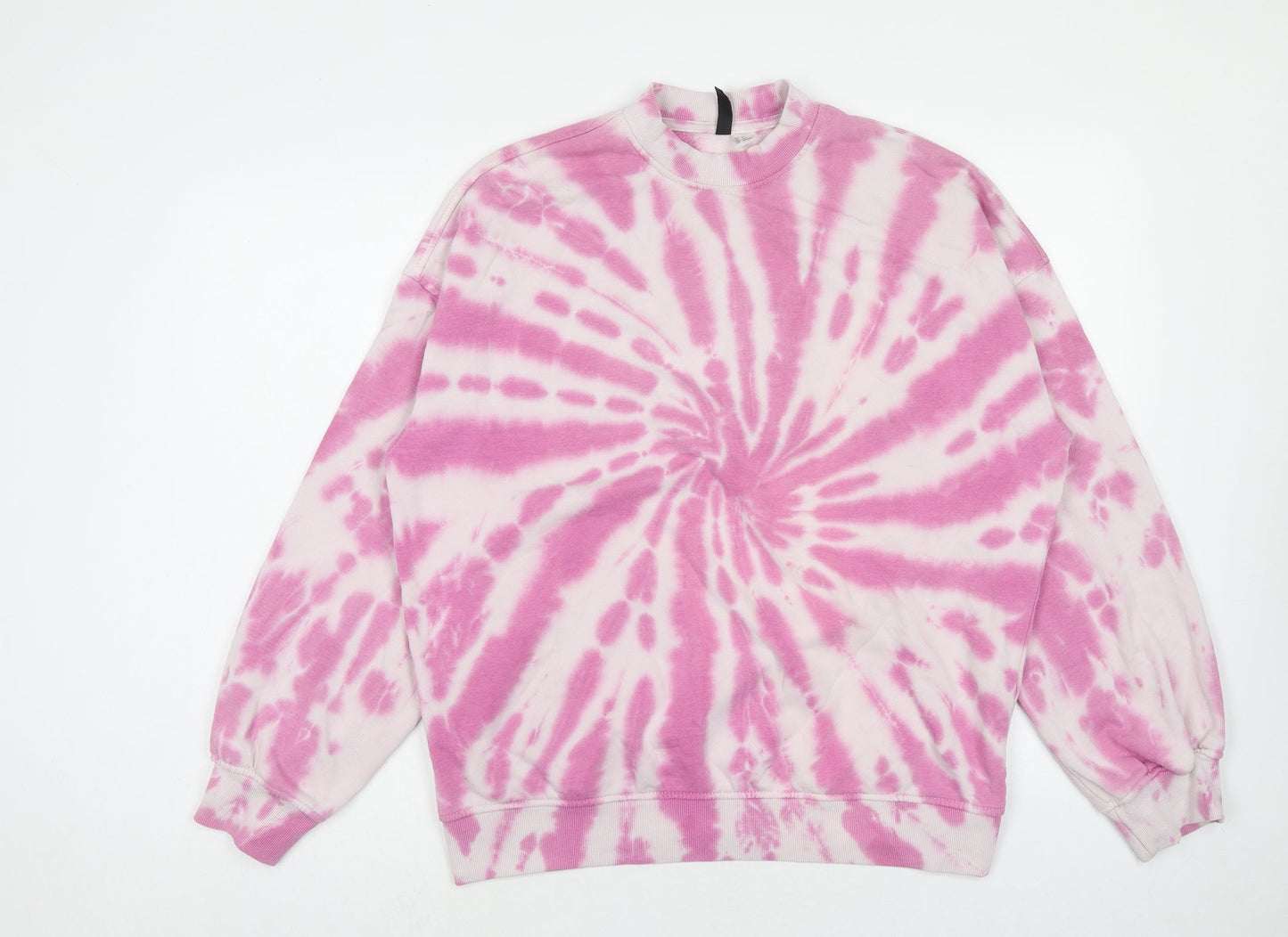 H&M Womens Pink Geometric Cotton Pullover Sweatshirt Size XS Pullover - Tie Dye Pattern