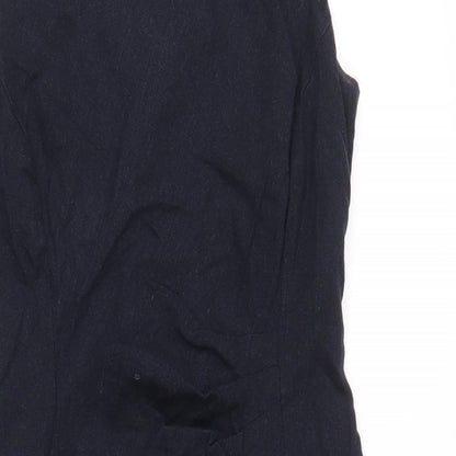 Debenhams Womens Blue Viscose Shift Size 8 Boat Neck Zip
