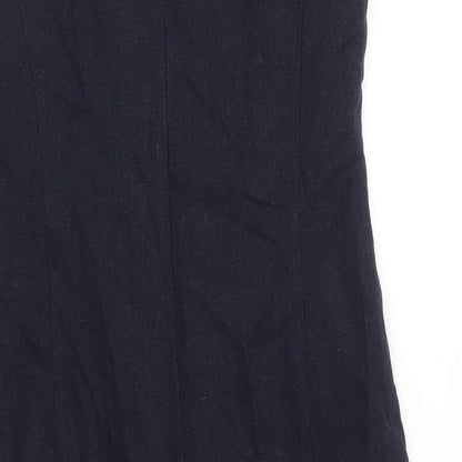 Debenhams Womens Blue Viscose Shift Size 8 Boat Neck Zip