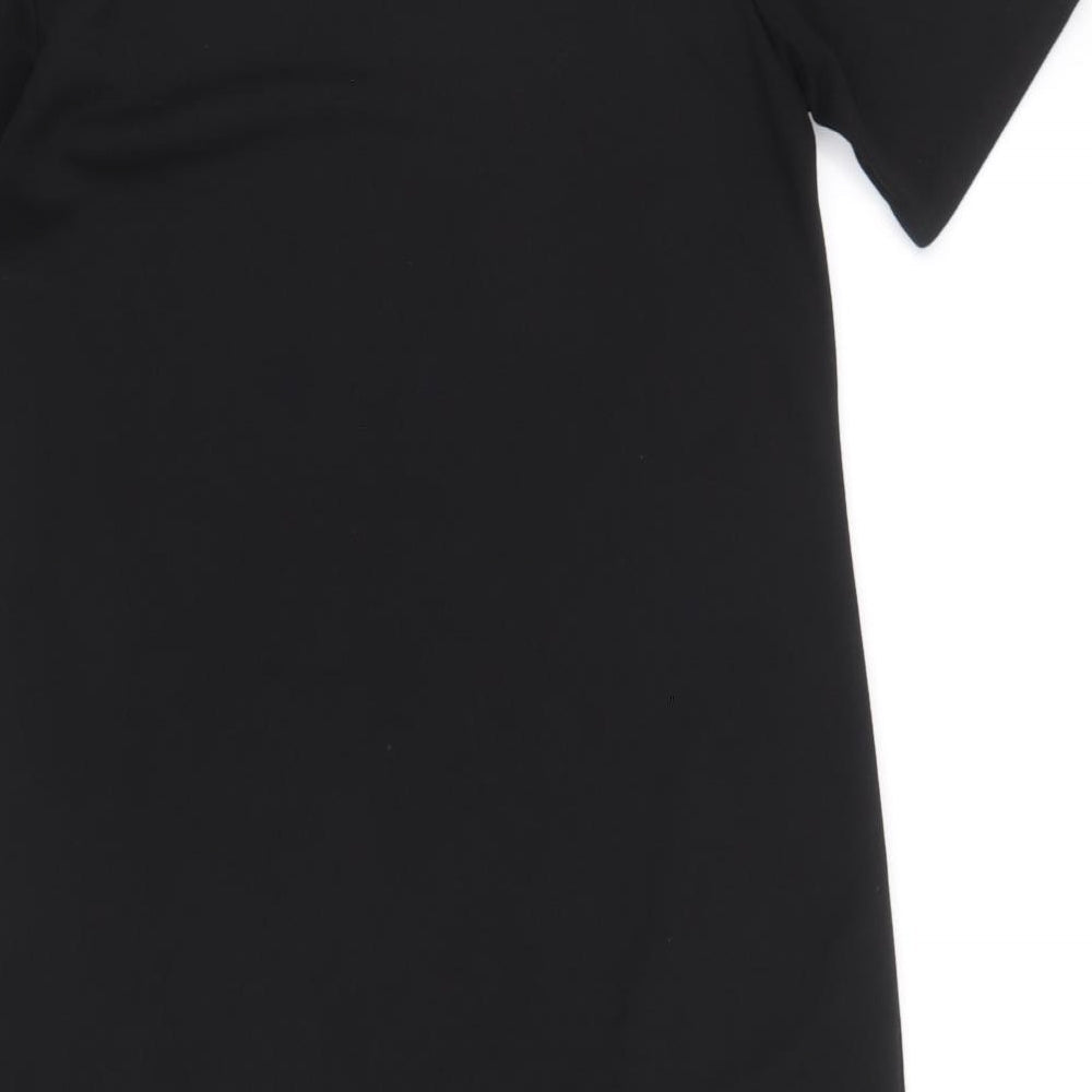 Boohoo Womens Black Polyester Shift Size 8 Boat Neck Pullover - Laser Cut Detail