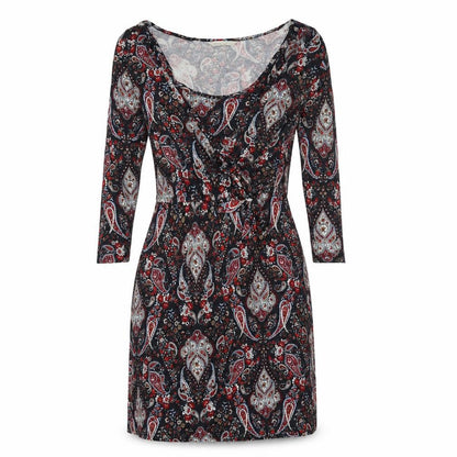 H&M Womens Blue Paisley Viscose Mini Size S Scoop Neck Pullover