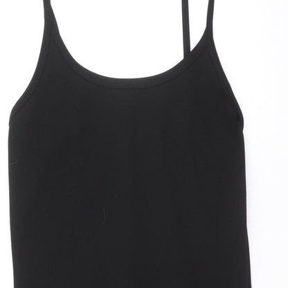 PRETTYLITTLETHING Womens Black Polyester Slip Dress Size 10 Scoop Neck Pullover