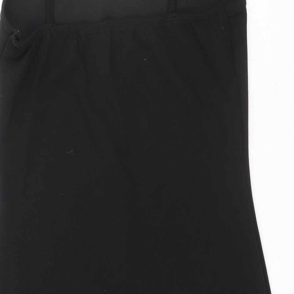 PRETTYLITTLETHING Womens Black Polyester Slip Dress Size 10 Scoop Neck Pullover